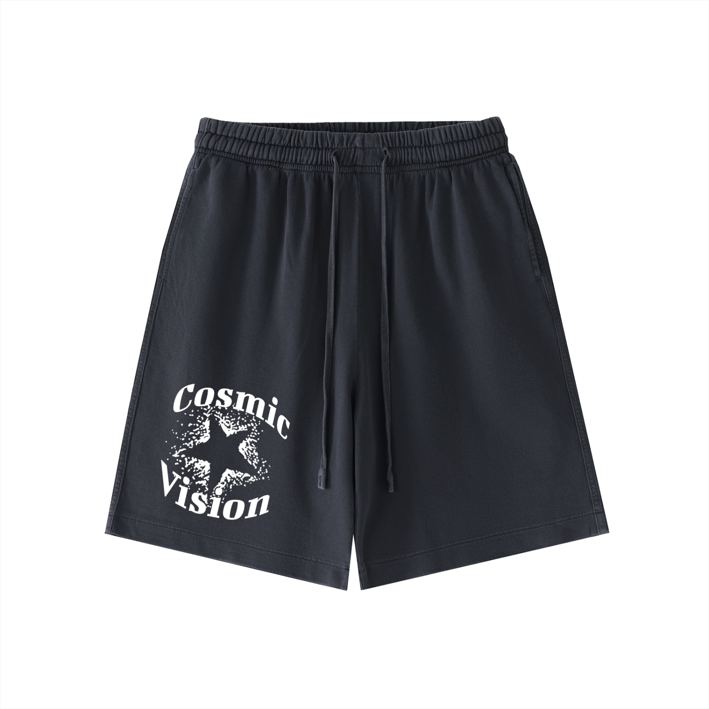 White Cosmic Vision Vintage Wash Cotton Shorts