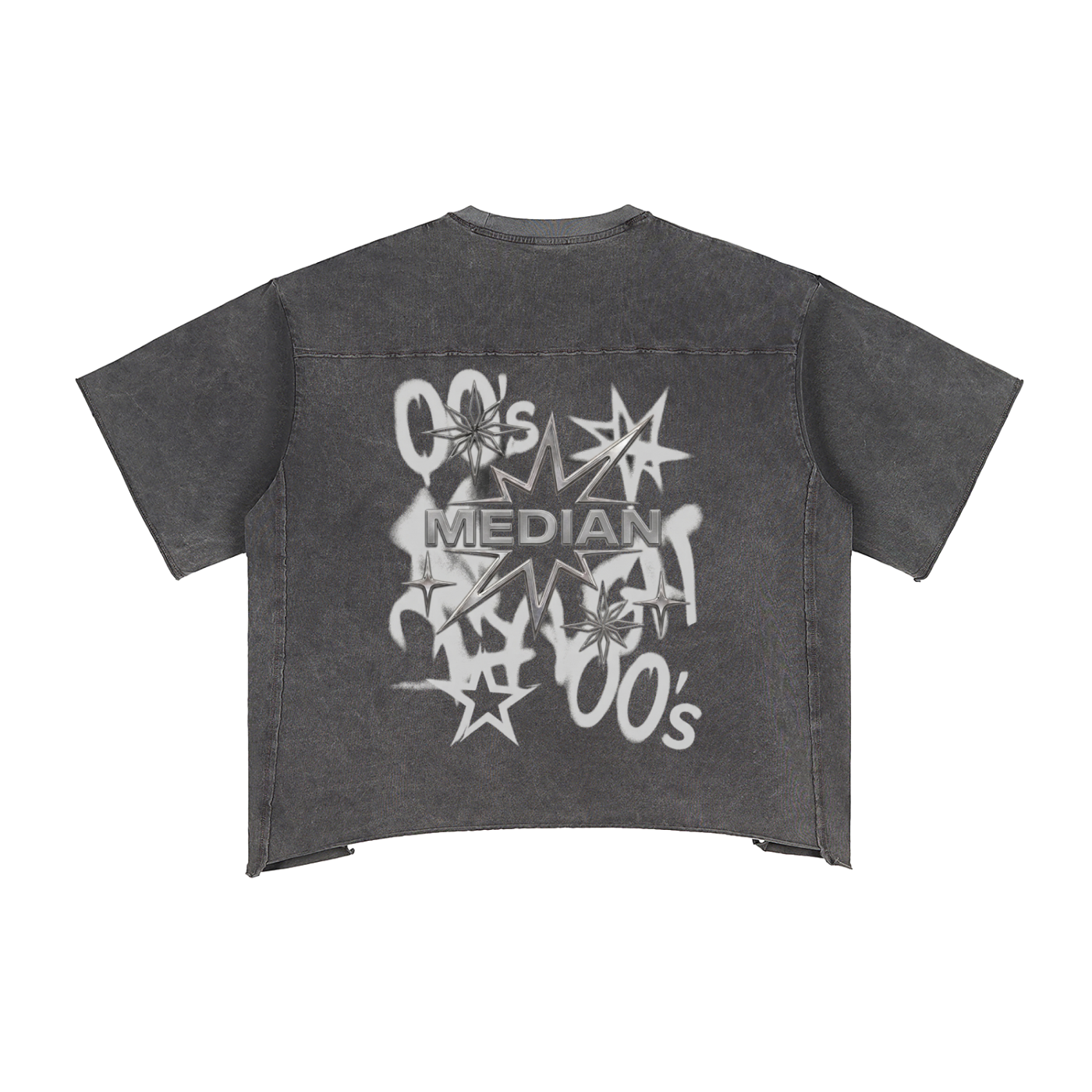 Median Special Raw Edge Snow Washed Boxy T-Shirt