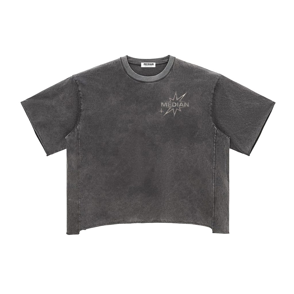 Median Raw Edge Snow Washed Boxy T-Shirt