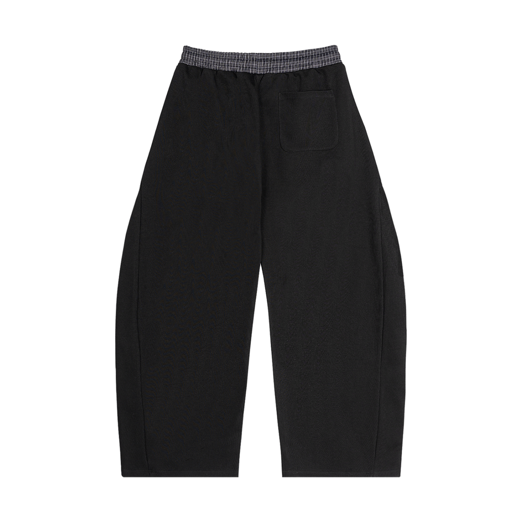 Black Median Plaid Waistband Barrel Sweatpants