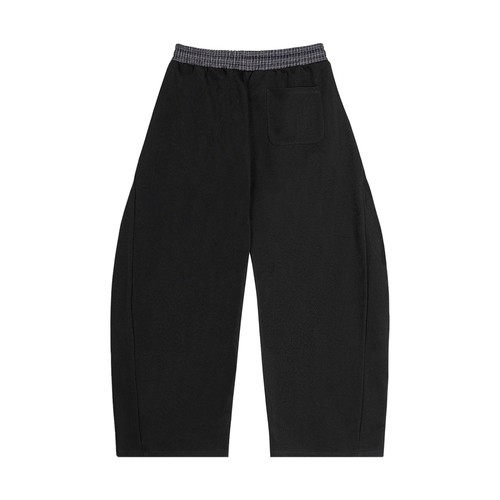 Black Median Plaid Waistband Barrel Sweatpants