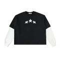 Layered Contrast Sleeve Cotton T-Shirt