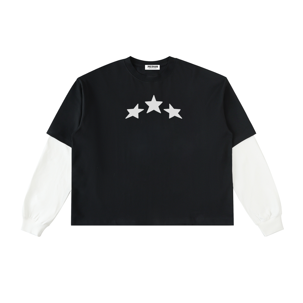 Layered Contrast Sleeve Cotton T-Shirt