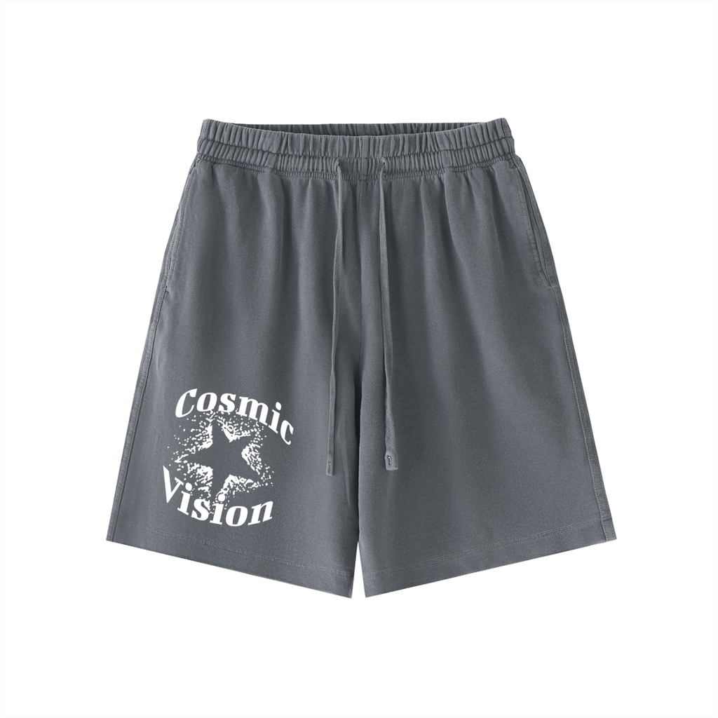 White Cosmic Vision Vintage Wash Cotton Shorts