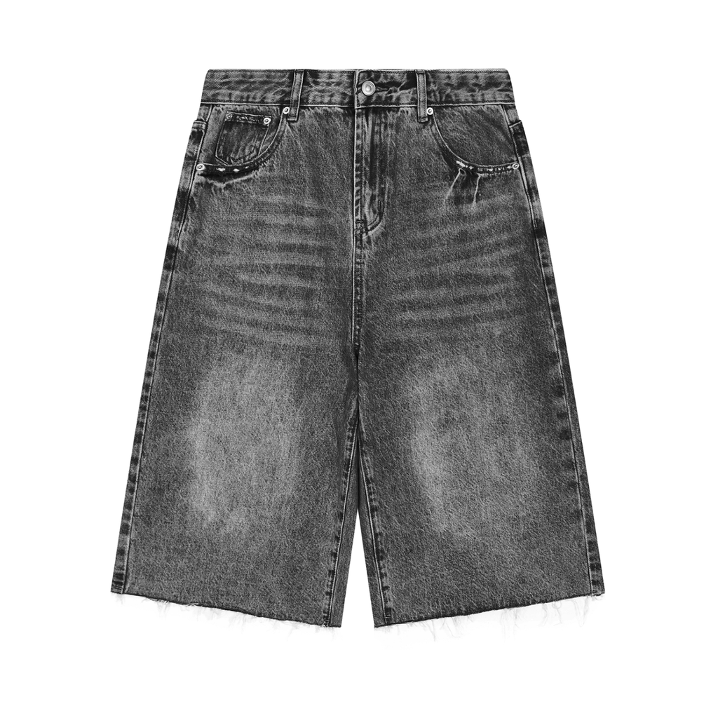 Black Men’s Vintage Wide Leg Denim Shorts