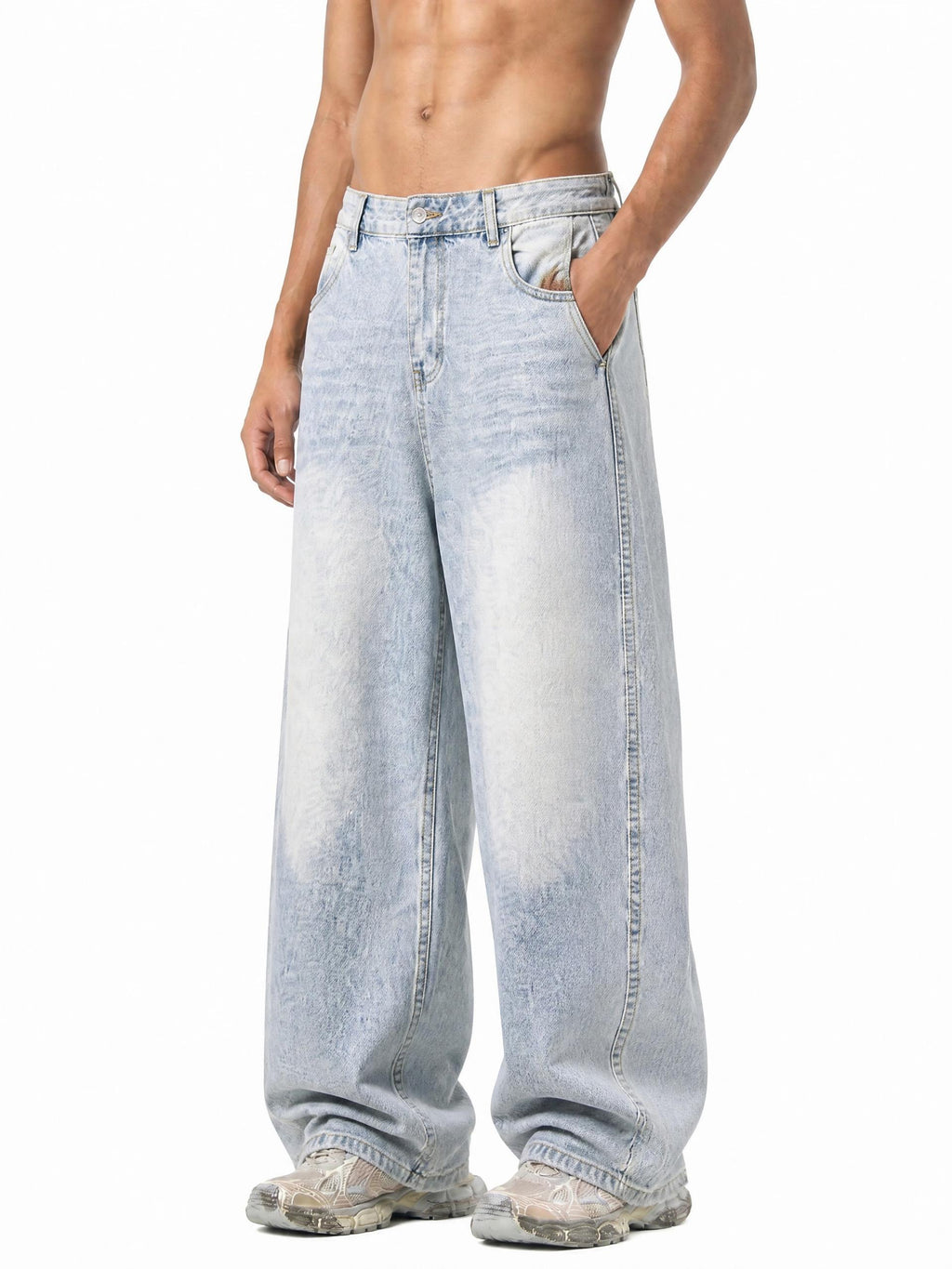 Men's Vintage Wash Sunfade Barrel Leg Jeans