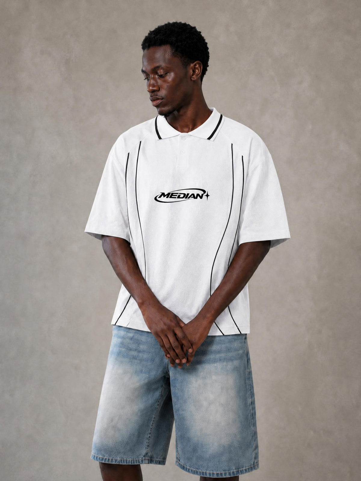 Unisex Raglan Piping Polo Shirt