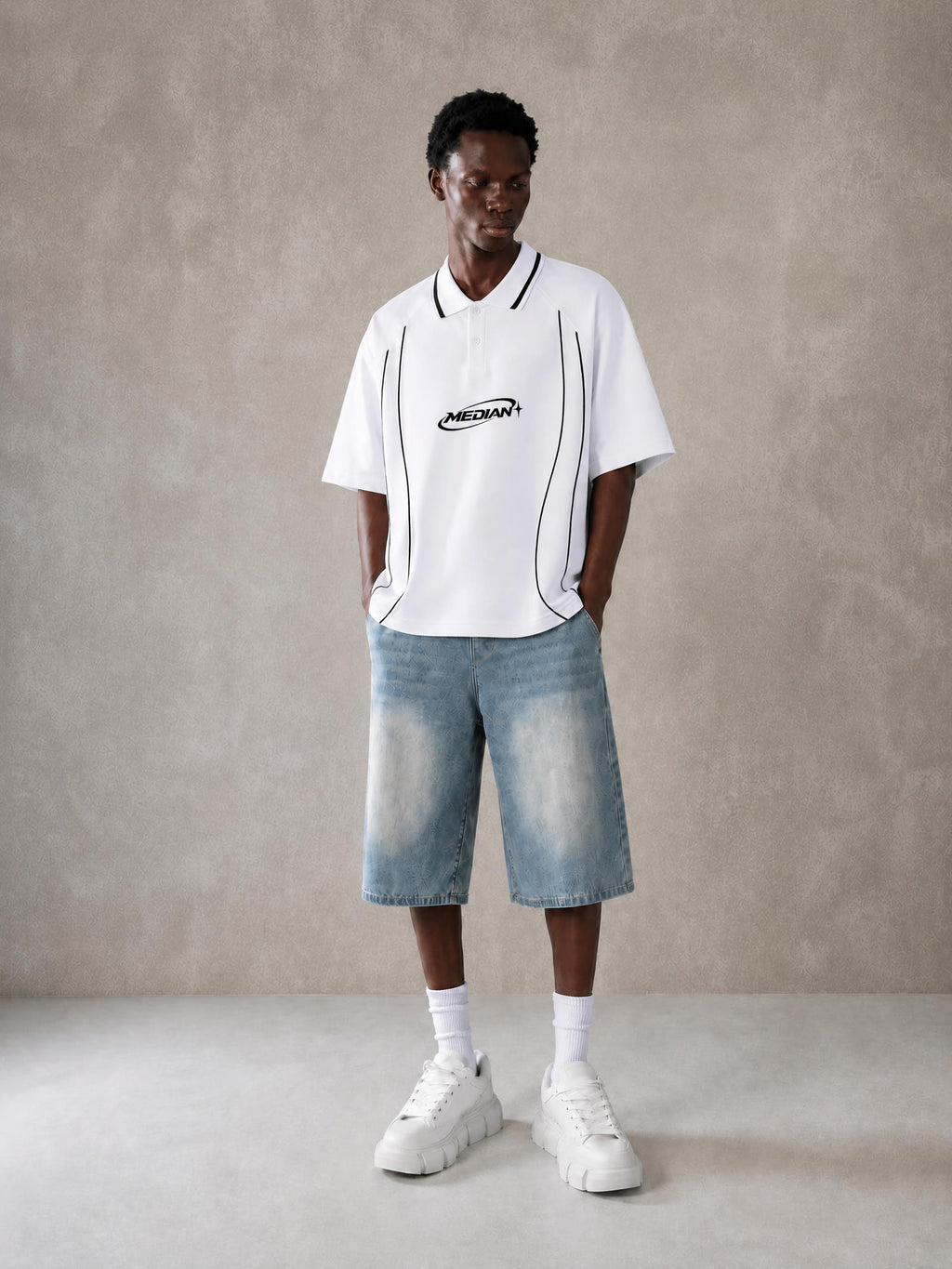 Unisex Raglan Piping Polo Shirt