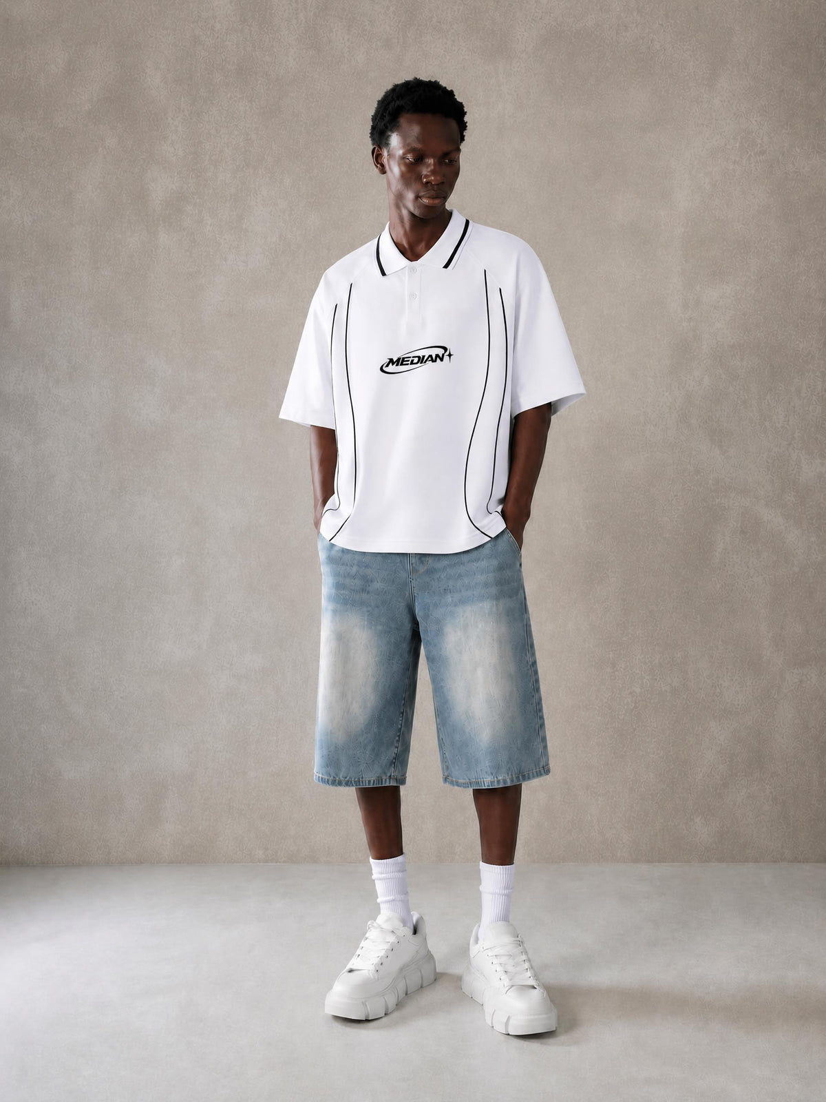Unisex Raglan Piping Polo Shirt