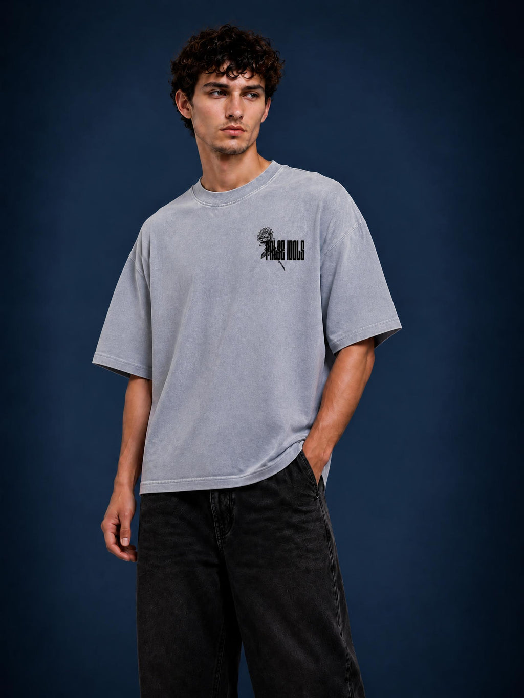 False Idole Mineral Wash Boxy Cotton T-Shirt