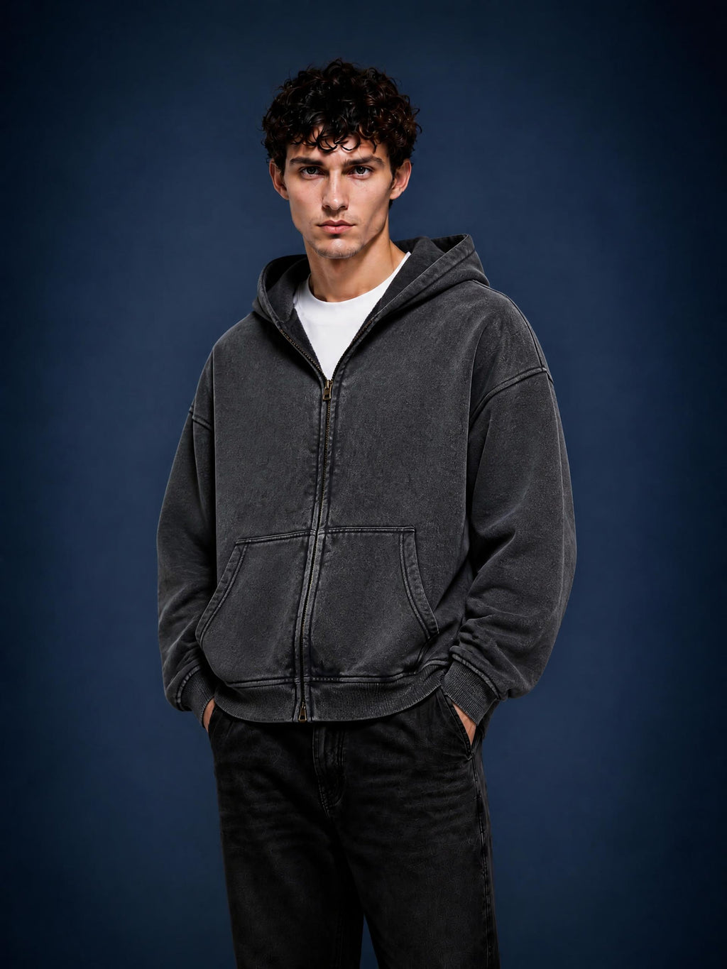 Zip-Through Boxy Fleece Hoodie